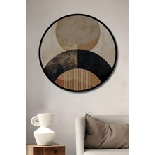 Teona Ahşap Çerçeve Görünümlü Soyut Geometrik Ahşap Mdf Dekoratif Ev Duvar Tablo Yuvarlak Ev Duvar Tablo