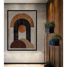 Teona Ahşap Çerçeve Görünümlü Soyut Geometrik Ahşap Mdf Dekoratif Ev Duvar Tablo Dikdörtgen Ev Duvar Tablo