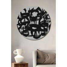 Teona Ahşap Soyut Sanat Siyah Beyaz Dekoratif Ahşap Mdf Ev/işyeri Duvar Tablo Yuvarlak Ev/işyeri Duvar Tablo