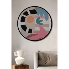 Teona Ahşap Çerçeve Görünümlü Soyut Sanat Dekoratif Ahşap Mdf Işyeri Duvar Tablo Yuvarlak Işyeri Duvar Tablo