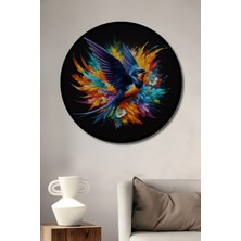 Teona Ahşap Çerçeve Görünümlü Renkli Kuş Dekoratif Ahşap Mdf Işyeri Duvar Tablo Yuvarlak Işyeri Duvar Tablo