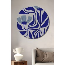 Teona Ahşap Mavi Çiçekler Dekoratif Ahşap Mdf Ev/işyeri Duvar Tablo Yuvarlak Ev/işyeri Duvar Tablo