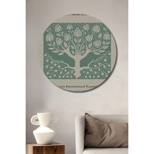 Teona Ahşap Beardsley Art Nouveau Ağaç Desenli Dekoratif Ahşap Mdf Tablo Yuvarlak Tablo