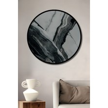 Teona Ahşap Çerçeve Görünümlü Soyut Mermer Desenli Dekoratif Ahşap Mdf Ev Duvar Tablo Yuvarlak Ev Duvar Tablo