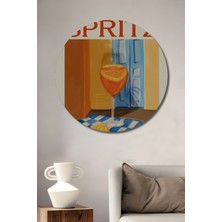 Teona Ahşap Aperol Spritz Dekoratif Ahşap Mdf Ev/işyeri Duvar Tablo Yuvarlak Ev/işyeri Duvar Tablo