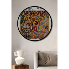 Teona Ahşap Çerçeve Görünümlü Yayoi Kusama Renkli Soyut Sanat Ahşap Mdf Dekoratif Tablo Yuvarlak Tablo