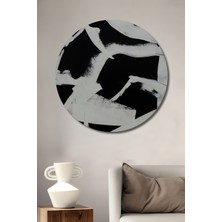 Teona Ahşap Soyut Sanat Siyah Beyaz Dekoratif Ahşap Mdf Ev/işyeri Duvar Tablo Yuvarlak Ev/işyeri Duvar Tablo