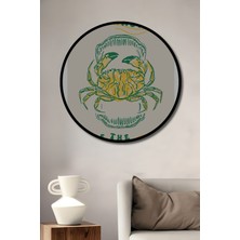 Teona Ahşap Çerçeve Görünümlü Yengeç Sahil Lezzeti Ahşap Mdf Dekoratif Ev Duvar Tablo Yuvarlak Ev Duvar Tablo