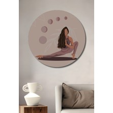 Teona Ahşap Yoga Yapan Kadın Dekoratif Ahşap Mdf Ev/işyeri Duvar Tablo Yuvarlak Ev/işyeri Duvar Tablo