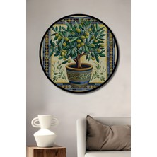 Teona Ahşap Çerçeve Görünümlü Zeytin Ağacı Dekoratif Ahşap Mdf Işyeri Duvar Tablo Yuvarlak Işyeri Duvar Tablo