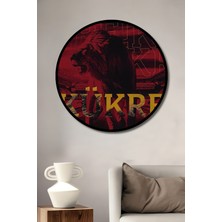 Teona Ahşap Çerçeve Görünümlü Kükreyen Aslan Dekoratif Ahşap Mdf Ev Duvar Tablo Yuvarlak Ev Duvar Tablo