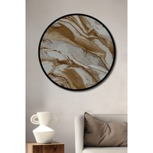 Teona Ahşap Çerçeve Görünümlü Mermer Dalgaları Dekoratif Ahşap Mdf Ev Duvar Tablo Yuvarlak Ev Duvar Tablo