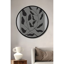 Teona Ahşap Çerçeve Görünümlü Yaprak Desenli Dekoratif Ahşap Mdf Ev Duvar Tablo Yuvarlak Ev Duvar Tablo