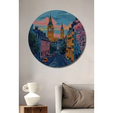 Teona Ahşap Büyüleyici Londra Ahşap Mdf Dekoratif Ev/işyeri Duvar Tablo Yuvarlak Ev/işyeri Duvar Tablo