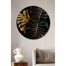 Teona Ahşap Altın Yapraklar Dekoratif Ahşap Mdf Ev/işyeri Duvar Tablo Yuvarlak Ev/işyeri Duvar Tablo