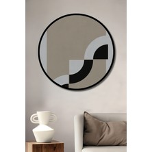 Teona Ahşap Çerçeve Görünümlü Soyut Geometrik Ahşap Mdf Dekoratif Ev Duvar Tablo Yuvarlak Ev Duvar Tablo