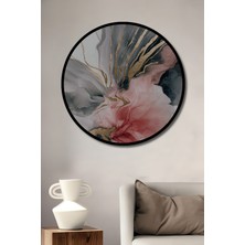 Teona Ahşap Çerçeve Görünümlü Soyut Sanat Dekoratif Ahşap Mdf Işyeri Duvar Tablo Yuvarlak Işyeri Duvar Tablo