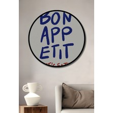 Teona Ahşap Çerçeve Görünümlü Bon Appetit Tasarım Ahşap Mdf Dekoratif Ev Duvar Tablo Yuvarlak Ev Duvar Tablo