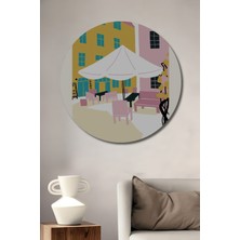 Teona Ahşap Montpellier Renkli Sokaklar Dekoratif Ahşap Mdf Işyeri Duvar Tablo Yuvarlak Işyeri Duvar Tablo