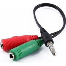 Powermaster PM-2697 3.5 mm Stereo Erkek Kulaklık 3 Çizgili + 2 x Stereo Dişi Mikrofon Hoparlör Çoklayıcı Kablo