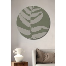 Teona Ahşap Yeşil Yaprak Doğa Temalı Dekoratif Ahşap Mdf Ev/işyeri Duvar Tablo Yuvarlak Ev/işyeri Duvar Tablo