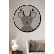 Teona Ahşap Çerçeve Görünümlü Uyuyan Zarif Geyik Dekoratif Ahşap Mdf Ev Duvar Tablo Yuvarlak Ev Duvar Tablo
