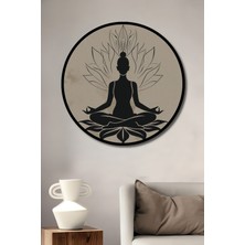 Teona Ahşap Çerçeve Görünümlü Yoga Meditasyon Ahşap Mdf Dekoratif Ev Duvar Tablo Yuvarlak Ev Duvar Tablo