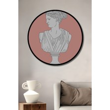 Teona Ahşap Çerçeve Görünümlü Yunan Tanrıçası Dekoratif Ahşap Mdf Ev Duvar Tablo Yuvarlak Ev Duvar Tablo