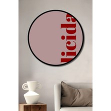 Teona Ahşap Çerçeve Görünümlü Mutluluk Temalı Dekoratif Ahşap Mdf Ev Duvar Tablo Yuvarlak Ev Duvar Tablo