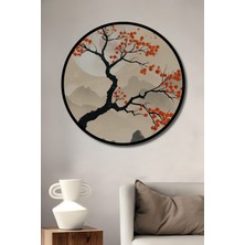 Teona Ahşap Çerçeve Görünümlü Sonbahar Ağacı Dekoratif Ahşap Mdf Ev Duvar Tablo Yuvarlak Ev Duvar Tablo