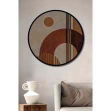 Teona Ahşap Çerçeve Görünümlü Soyut Geometrik Ahşap Mdf Dekoratif Ev Duvar Tablo Yuvarlak Ev Duvar Tablo
