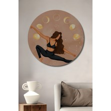 Teona Ahşap Dans Eden Kadın ve Ay Evreleri Ahşap Mdf Dekoratif Tablo Yuvarlak Tablo