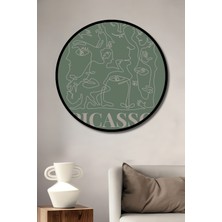 Teona Ahşap Çerçeve Görünümlü Picasso Soyut Sanat Ahşap Mdf Dekoratif Ev Duvar Tablo Yuvarlak Ev Duvar Tablo