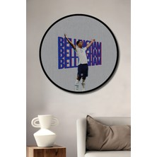 Teona Ahşap Çerçeve Görünümlü Bellingham Futbolcu Dekoratif Ahşap Mdf Ev Duvar Tablo Yuvarlak Ev Duvar Tablo