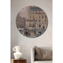 Teona Ahşap Paris Sokaklarında Kış Ahşap Mdf Dekoratif Ev/işyeri Duvar Tablo Yuvarlak Ev/işyeri Duvar Tablo