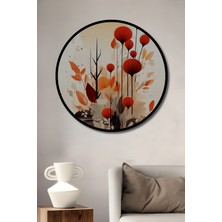 Teona Ahşap Çerçeve Görünümlü Sonbahar Renkleri Dekoratif Ahşap Mdf Ev Duvar Tablo Yuvarlak Ev Duvar Tablo