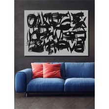 Teona Ahşap Soyut Sanat Siyah Fırça Vuruşları Dekoratif Ahşap Mdf Tablo Dikdörtgen Tablo