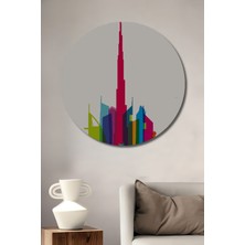 Teona Ahşap Dubai Renkli Şehir Silüeti Dekoratif Ahşap Mdf Ev/işyeri Duvar Tablo Yuvarlak Ev/işyeri Duvar Tablo