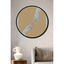 Teona Ahşap Çerçeve Görünümlü Yaratılışın Dokunuşu Ahşap Mdf Dekoratif Ev Duvar Tablo Yuvarlak Ev Duvar Tablo