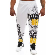 Amor Man Büyük Beden Özel Tasarım Sokak Modası Big Graffiti Baskılı %100 Pamuk Kışlık Yarı  Şalvar Erkek Eşofman Altı