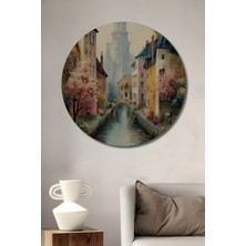 Teona Ahşap Büyülü Şehir Manzarası Dekoratif Ahşap Mdf Ev/işyeri Duvar Tablo Yuvarlak Ev/işyeri Duvar Tablo