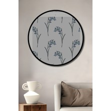 Teona Ahşap Çerçeve Görünümlü Çiçek Desenli Dekoratif Ahşap Mdf Ev Duvar Tablo Yuvarlak Ev Duvar Tablo