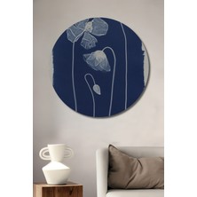 Teona Ahşap Mavi Gelincik Çiçeği Dekoratif Ahşap Mdf Ev/işyeri Duvar Tablo Yuvarlak Ev/işyeri Duvar Tablo