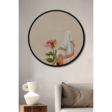 Teona Ahşap Çerçeve Görünümlü Yoga Çiçeği Dekoratif Ahşap Mdf Işyeri Duvar Tablo Yuvarlak Işyeri Duvar Tablo