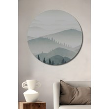 Teona Ahşap Sisli Dağlar Dekoratif Ahşap Mdf Ev/işyeri Duvar Tablo Yuvarlak Ev/işyeri Duvar Tablo
