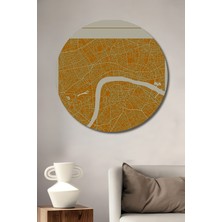 Teona Ahşap Londra Haritası Dekoratif Ahşap Mdf Ev/işyeri Duvar Tablo Yuvarlak Ev/işyeri Duvar Tablo