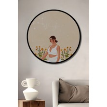 Teona Ahşap Çerçeve Görünümlü Yoga Yıldızlı Dekoratif Ahşap Mdf Ev Duvar Tablo Yuvarlak Ev Duvar Tablo