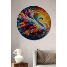 Teona Ahşap Renkli Kuğu Soyut Sanat Ahşap Mdf Dekoratif Ev/işyeri Duvar Tablo Yuvarlak Ev/işyeri Duvar Tablo
