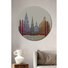 Teona Ahşap Dekoratif Ahşap Mdf Kopenhag Şehir Silueti Ev/işyeri Duvar Tablosu Yuvarlak Ev/işyeri Duvar Tablo