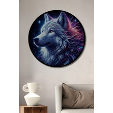 Teona Ahşap Çerçeve Görünümlü Kozmik Kurt Dekoratif Ahşap Mdf Işyeri Duvar Tablo Yuvarlak Işyeri Duvar Tablo